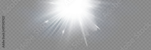 Vector transparent sunlight special lens flash light effect.