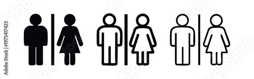 Restroom Sign Icon Set - Male and Female Toilet Door Symbols