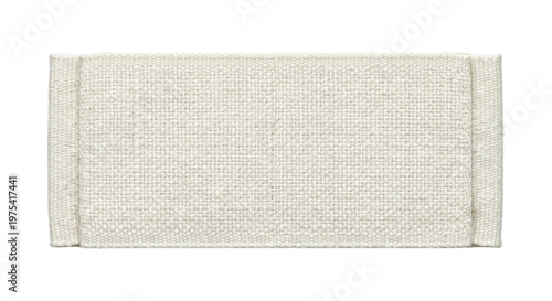 Foto Rectangular beige woven fabric swatch with finished edges