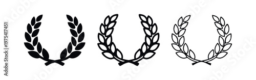Laurel Wreath Icon Set - Victory Success and Award Symbol Variations