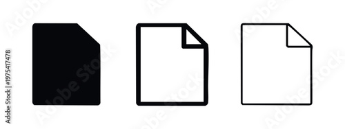 Page Document File Icon Set - Paper Sheet with Folded Corner Graphic Design