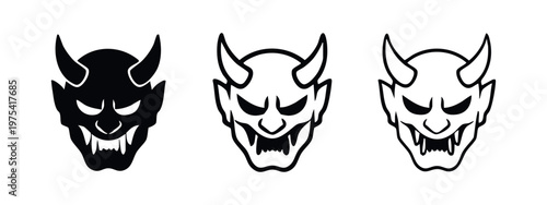 Traditional Hannya Demon Mask Symbols - Japanese Culture Icons