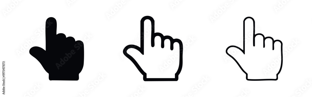 Obraz premium Hand cursor icons set. Pointer or click symbol. User interaction. Vector illustration.
