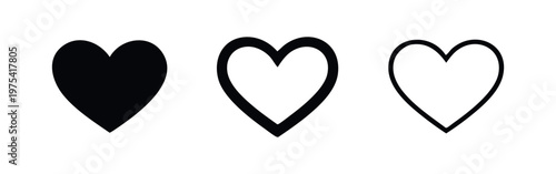 Romantic Heart Symbol Icon Set for User Interaction and Favorites