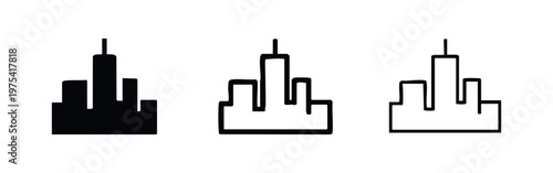 Urban City Skyline Building Icon Set for Real Estate and Architecture