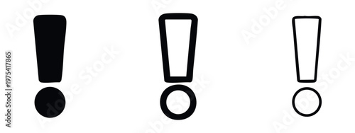 Exclamation mark icons set. Warning, danger or important information symbol. Vector illustration.