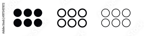 Grid menu icons set. App launcher symbol. More options or category view. Vector illustration.