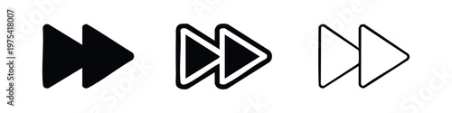 Fast Forward Icon Set - Solid and Outline Style Media Player Navigation Symbols