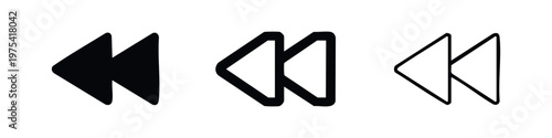 Rewind Icon Collection - Modern Media Player Controls in Solid and Line Art