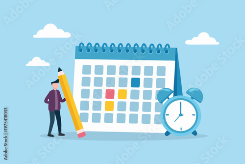 Planning and scheduling a person marking dates on a calendar