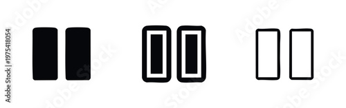 Pause Icon Collection - Media Playback Controls in Solid and Line Art Styles