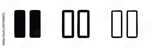 Pause Button Icons - Modern Media Playback Controls in Solid and Outline Styles