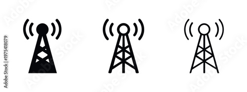 Broadcast Tower Icon Collection - Telecommunication and Signal Symbols