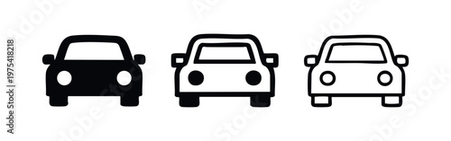 Front View Car Icon Set - Vector Vehicle Automobile Symbols for Transportation and Travel
