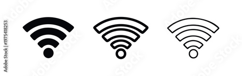 WiFi Wireless Signal Icon Set - Vector Internet Connection Symbols for Network Hotspot