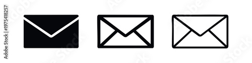 Clean Envelope Mail Icon Set - Vector Email Notification Symbols for Message Sending