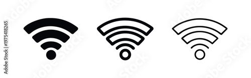 Modern WiFi Wireless Signal Icon Set - Vector Internet Connectivity Symbols for Strong Network