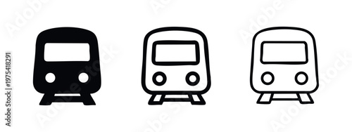 Train and Subway Icon Set - Public Transportation Rail Transit Symbols in Various Styles