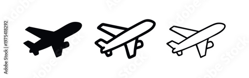 Airplane Flight Icon Set - Travel and Aviation Aircraft Symbols for Global Transport