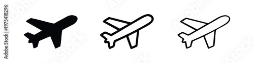 Hand-Drawn Airplane Icon Set - Travel and Flight Doodle Aircraft Symbols for Tourism