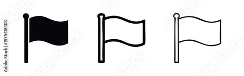 Flag icon set. Waving flag symbol for country, location, and celebration vector illustration.