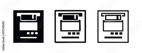 ATM machine icon set. Automated teller machine with card slot vector illustration.