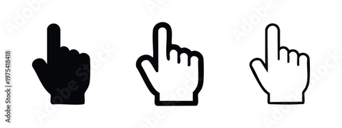 Hand Cursor Pointing Finger Icons Set. Click Symbol, Web Pointer, or User Interface Element Vector Illustration.
