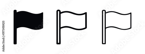 Flag icon set. Waving flag symbol for country, location, and celebration vector illustration.