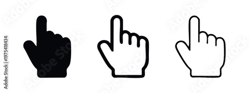 Hand Cursor Pointing Finger Icons Set. Click Symbol, Web Pointer, or User Interface Element Vector Illustration.
