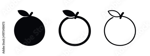 Orange Fruit Icons Set. Healthy Food, Vitamin C, and Fresh Citrus Symbol Vector Illustration.