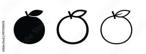 Orange Fruit Icons Set. Healthy Food, Vitamin C, and Fresh Citrus Symbol Vector Illustration.