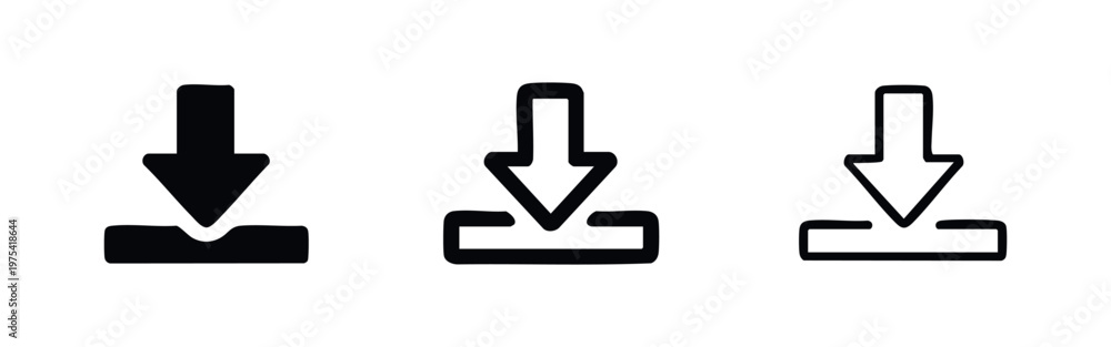 Fototapeta premium Download button icon set. Save, file transfer and data access symbol.
