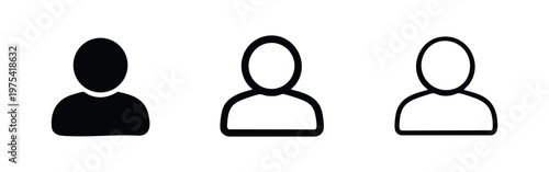 User account icon set. Person, profile and avatar symbol.