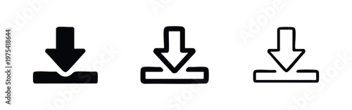 Download button icon set. Save, file transfer and data access symbol.