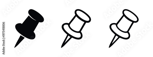 Push Pin Icon Set for Office, Location and Reminder