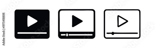Play Button and Video Player Icon Set for Media Content