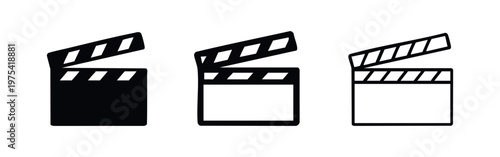 Open Film Clapperboard Icons Set for Movie Production