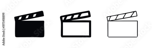 Movie Clapboard Icon Set. Film Slate Symbol for Cinematography and Video Production.