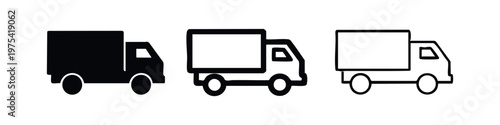 Delivery Truck Icons Set in Various Styles for Shipping and Logistics