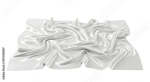 Foto Messy folded white silk fabric texture lying flat
