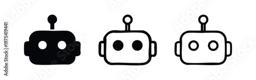 Robot head icon set representing artificial intelligence and technology