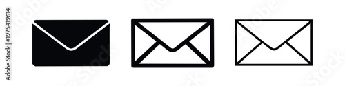 Three envelope icons: solid black, outlined, and minimal line art.