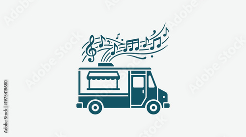 Food Truck with Musical Notes Emanating