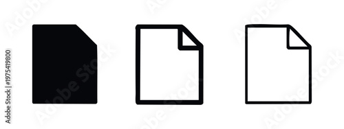 Document or page icons: solid black, thick outline, and thin outline.