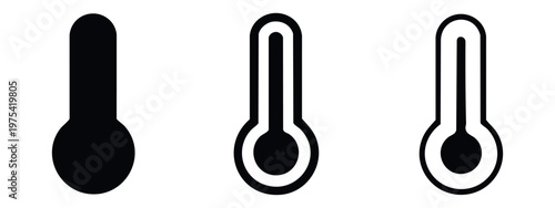 Thermometer icons: solid, outline with double line, outline