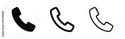 Phone receiver icons: solid black, thick outline, and thin outline.