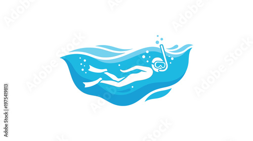 Snorkeler Swimming in Blue Water Logo