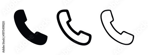 Phone receiver icons: solid black, thick outline, and thin outline.