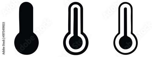 Thermometer icons: solid, outline with double line, outline