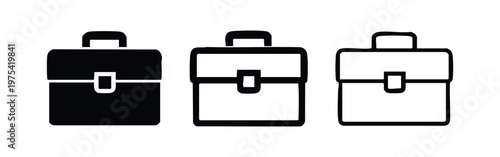 Briefcase icons: solid, outline with latch, outline